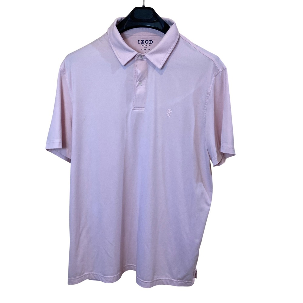 IZOD Golf Mens Large Pink Short Sleeve Performance Stretch Polo Shirt 45PK335650